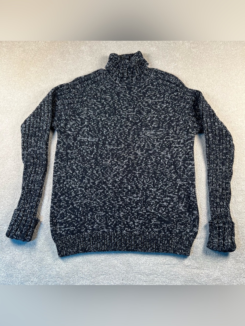 Mossimo Sweater Turtleneck Black White Heathered 100% Cotton Knit Women's Medium
